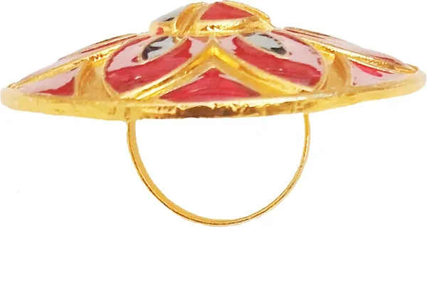 Assamese_Traditional_Copper_Gold_Plated_Red_Black_Colour_Finger-Ring_For_Girls_&_Women